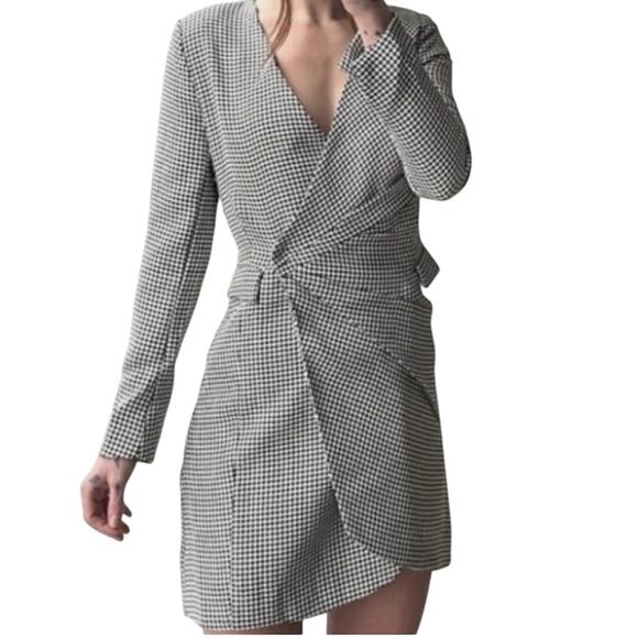 Jason Wu M Womens Houndstooth Wrap Mini Dress Black White NWOT - Picture 11 of 11